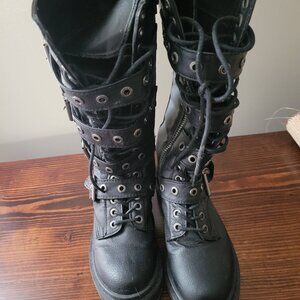 Demonia Knee High Belted Boots Size 7